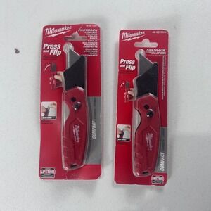 LOT 2 Milwaukee Fastback Compact Folding Utility Knife 48-22-1500 Red 2-Pack NEW